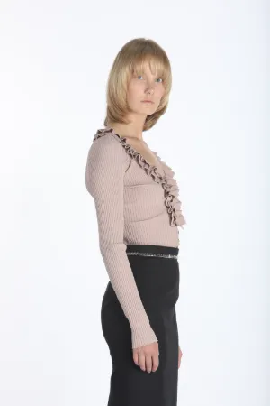 ruffle-trim cardigan