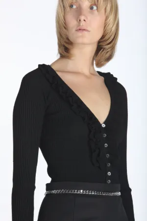 ruffle-trim cardigan
