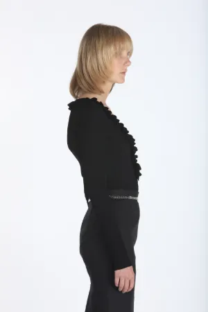 ruffle-trim cardigan