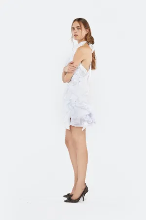ruffled halterneck mini dress