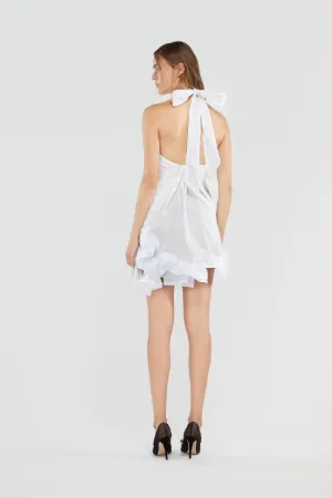 ruffled halterneck mini dress