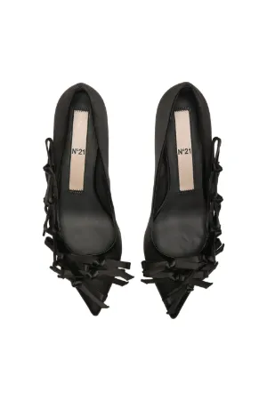 satin bow-embellished pumps
