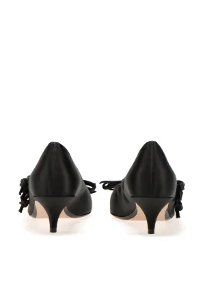 satin bow-embellished pumps