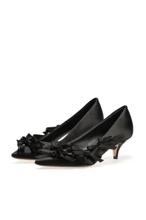 satin bow-embellished pumps