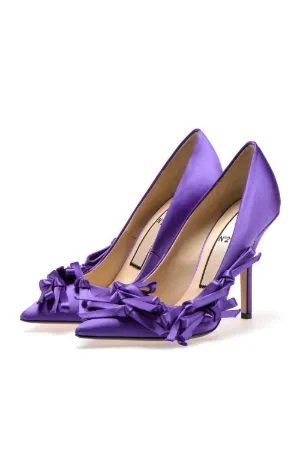 satin bow-embellished pumps
