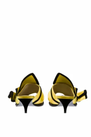 satin bow kitten heel mules