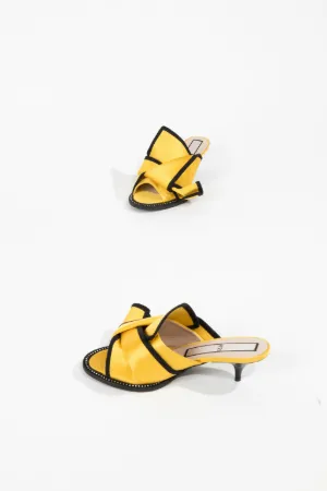 satin bow kitten heel mules