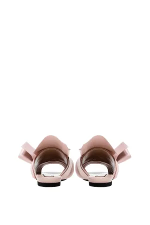 satin flat bow mules