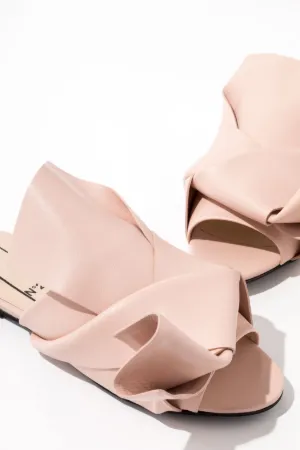 satin flat bow mules