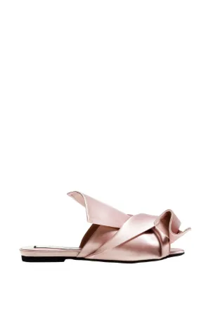 satin flat bow mules