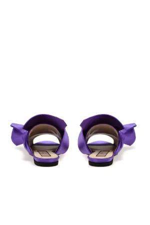 satin flat bow mules