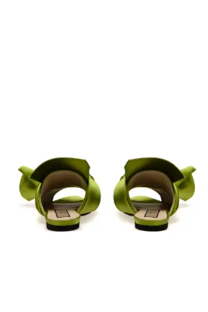 satin flat bow mules
