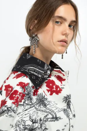 sequin-embellished cuba-print coat