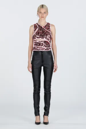 Sequin-Embellished Cut-Out Top