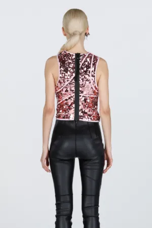 Sequin-Embellished Cut-Out Top