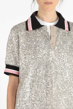 Sequin-Embellished Polo Shirt