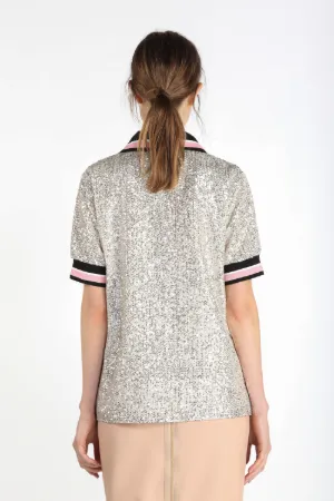 Sequin-Embellished Polo Shirt