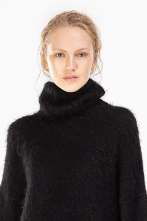 shaggy knit oversized turtleneck jumper