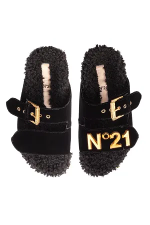 Shearling Logo Sandals