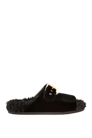 Shearling Logo Sandals