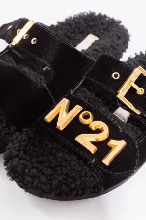 Shearling Logo Sandals