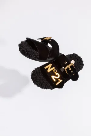 Shearling Logo Sandals