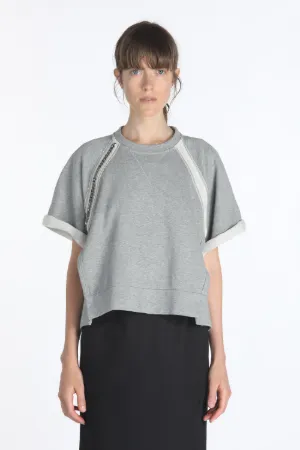 short-sleeve cotton sweatshirt