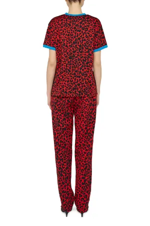 leopard pants with red stripe