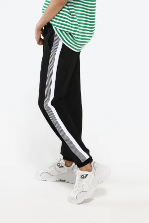 silk-blend side-stripe trackpants