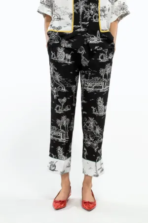 silk printed pants