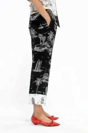 silk printed pants