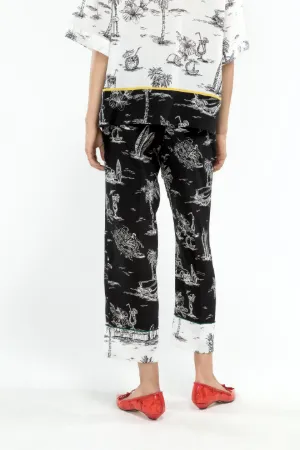 silk printed pants