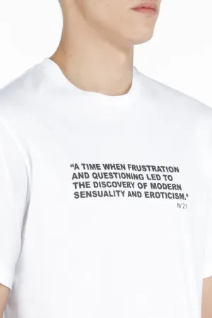 COTTON T-SHIRT WITH SLOGAN - White