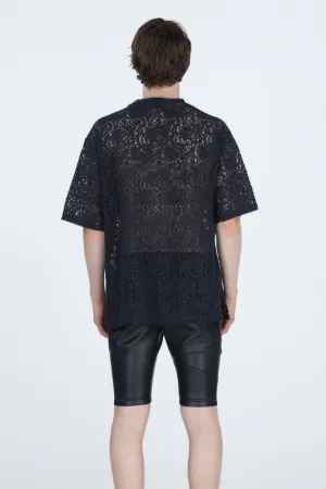 Slogan-Print Lace Top