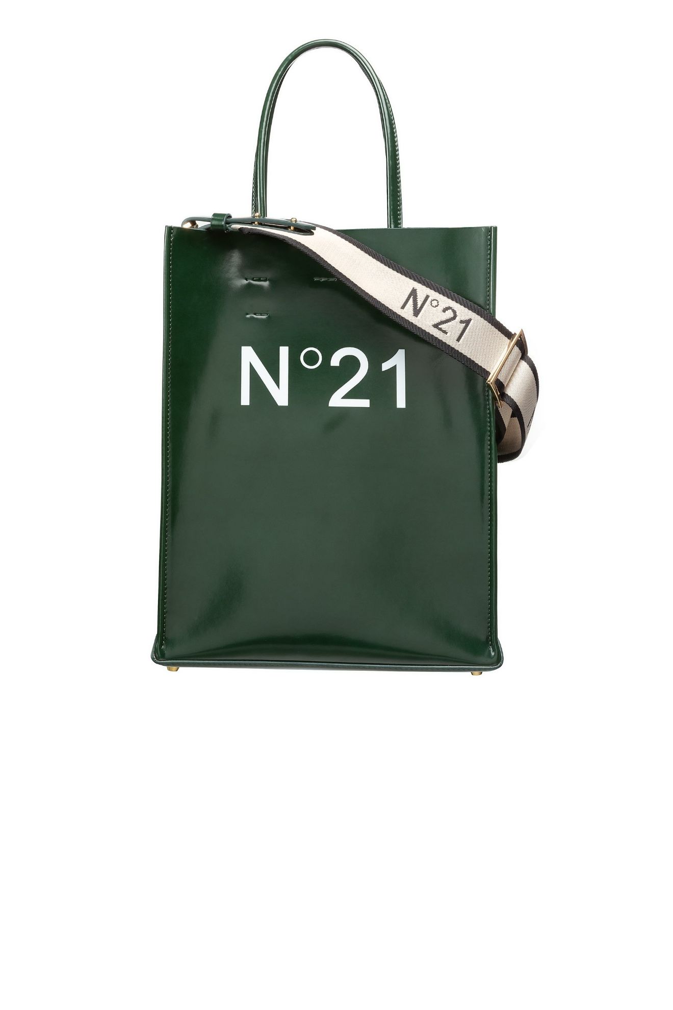 Small Logo-Print Shopper in green, N°21