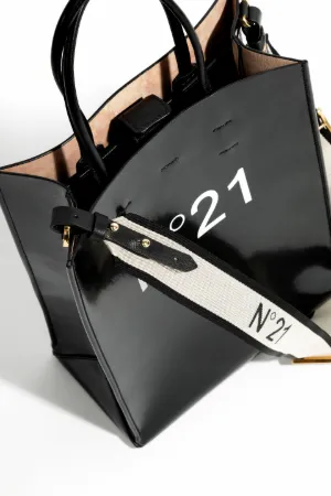 Small Patent Logo-Print Shopper