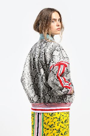 snakeskin bomber jacket