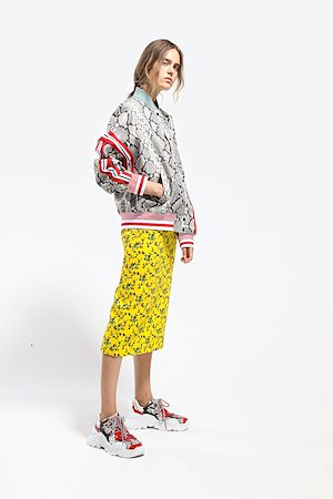 snakeskin-print leather bomber jacket