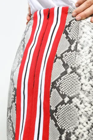 snakeskin-print leather midi skirt