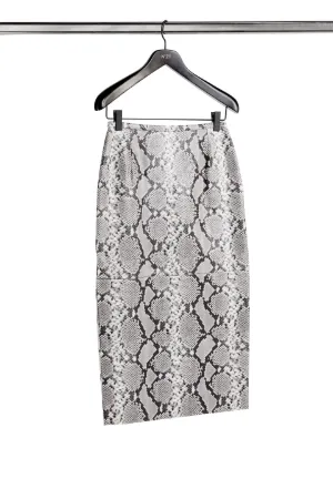 snakeskin-print leather midi skirt