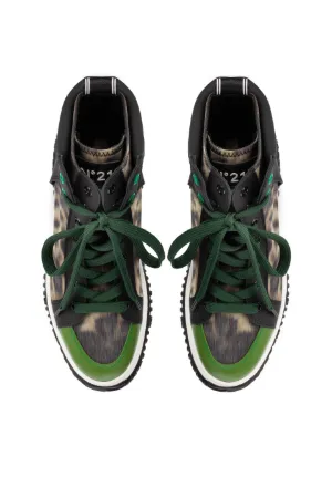Spotted Chine-Print High-Top Sneakers