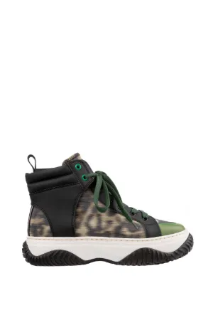 Spotted Chine-Print High-Top Sneakers