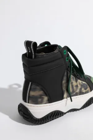 Spotted Chine-Print High-Top Sneakers