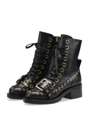 stivaletti stringati con borchie nero | N°21 | Online Store Ufficiale