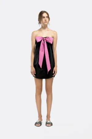 strapless bow mini dress