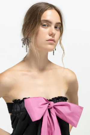 strapless bow mini dress