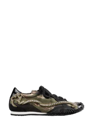 Strike Crystal-Embellished Camouflage-Print Sneakers