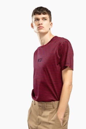 Striped flocked logo T-shirt