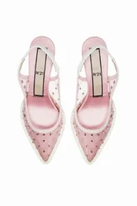 mesh slingback pumps