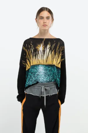sunset print sweater